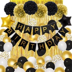 Amandir Black Gold Birthday Decorations for Men Women Black Gold White Confet…