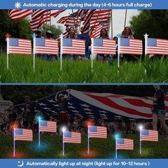 8-Mode Solar American Flag Lights – Perfect Outdoor Decoration for Memorial Day