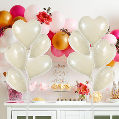 30Pcs 18 Inch Cream White Heart Balloons Cream White Heart Shape Foil Mylar Ball