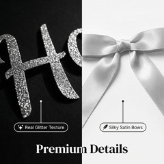Pre-Strung Rose Gold Glitter Happy Birthday Banner with Pink Satin Bows, Pre-…