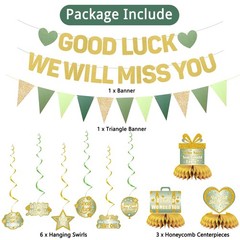 Farewell Party Decorations, Green Good Luck We Will Miss You Banner Hanging S…