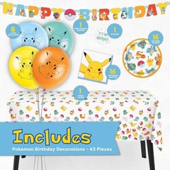 Pokemon Birthday Decorations Party Supplies for 16 – Officially Licensed Balloon