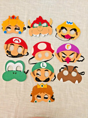 Video Games Mario Party Supplies Birthday Decor Statute Party Favor Bag Mask