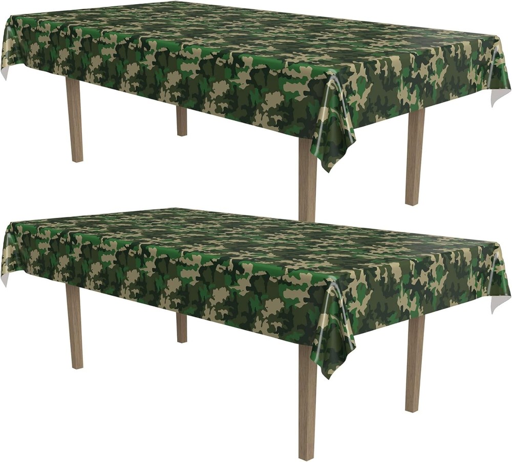 Camo Tablecovers 54” x 108” 2 Pieces – Plastic Table Cloth Military Party