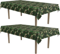 Camo Tablecovers 54” x 108” 2 Pieces – Plastic Table Cloth Military Party