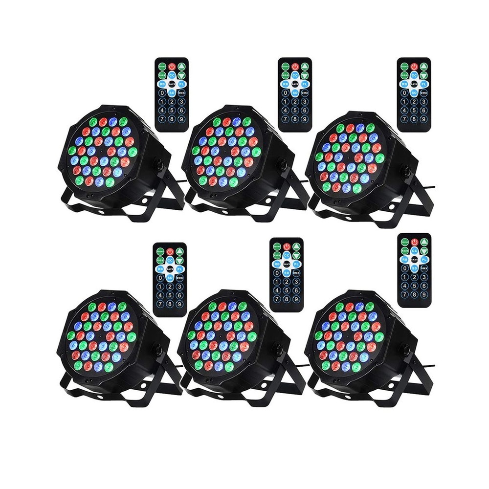 Dj Lights, 6 Pack 36 LED Par Lights Stage Lights with Sound Activated Remote …