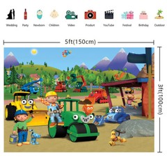 Bob the Builder Party Supplies Backdrop Banner Poster Vinyl 5x3ft Birthday Gift