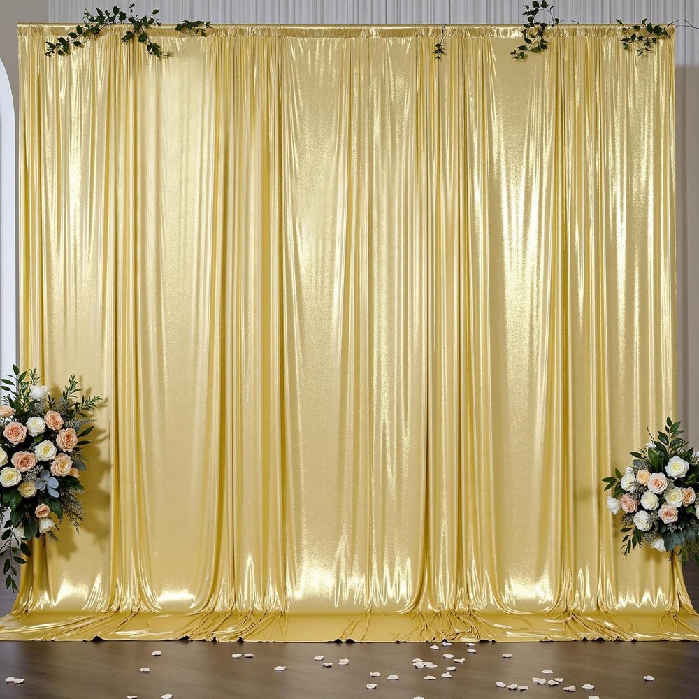 10x10ft Gold Sequin Backdrop Curtains, Wrinkle Glitter Backdrop Drapes for