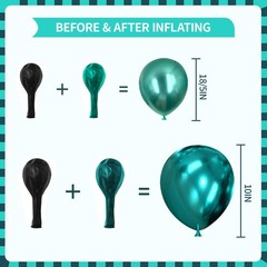 Chrome Teal Balloons Garland Arch Kit, Turquoise Silver Black Balloons Kit fo…