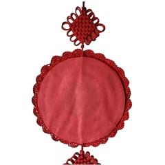 Chinese New Year Red Decoration Round Chinese Knot Ornament W/ Peach Wood 4 Ft