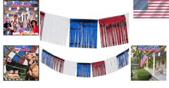 Reusable 24 Ft Red, White & Blue Metallic Fringe for Fourth of July Festivities