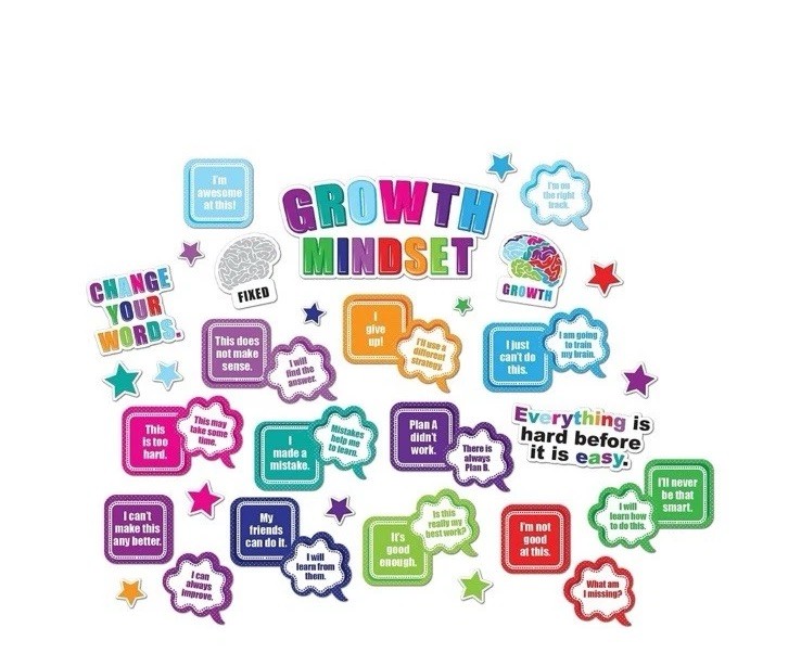Ashley Production Smart Poly Mini Bulletin Board Set Growth Mindset 41 Pieces