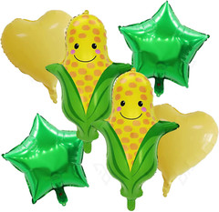 6PCS Corn Balloons Vegetables Corn Foil Mylar Balloons for Corn Themed Party Bir
