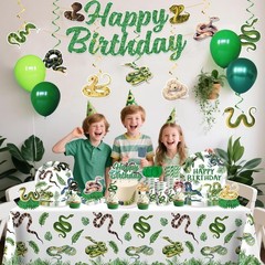 Reptile Snake Birthday Party Supplies – Jungle Theme Decorations, Banner, Cake T