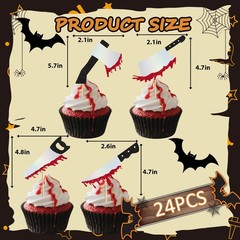 Halloween Cupcake Toppers, 24 Pcs Halloweens Birthday Decorations