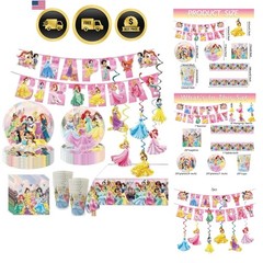 Disney Princess Birthday Decorations Party Supplies Set 88PCS Cups Plates Nap…