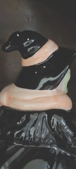 Vintage Novelty Ceramic Teapot Witch with Broom Shaped Halloween Decor Enesco