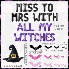 Black Purple Bachelorette Party Decorations Miss to Mrs with All My Witches B…