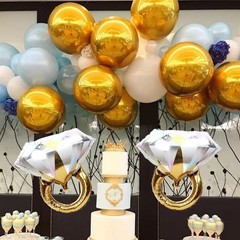 2Pcs Diamond Aluminum Balloon,Wedding Bridal Shower Marriage Engagement Party…