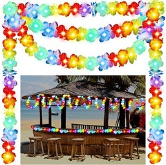 35.43ft Light up Hawaiian Flower Lei Garland Tropical Hawaiian Garland LED Light