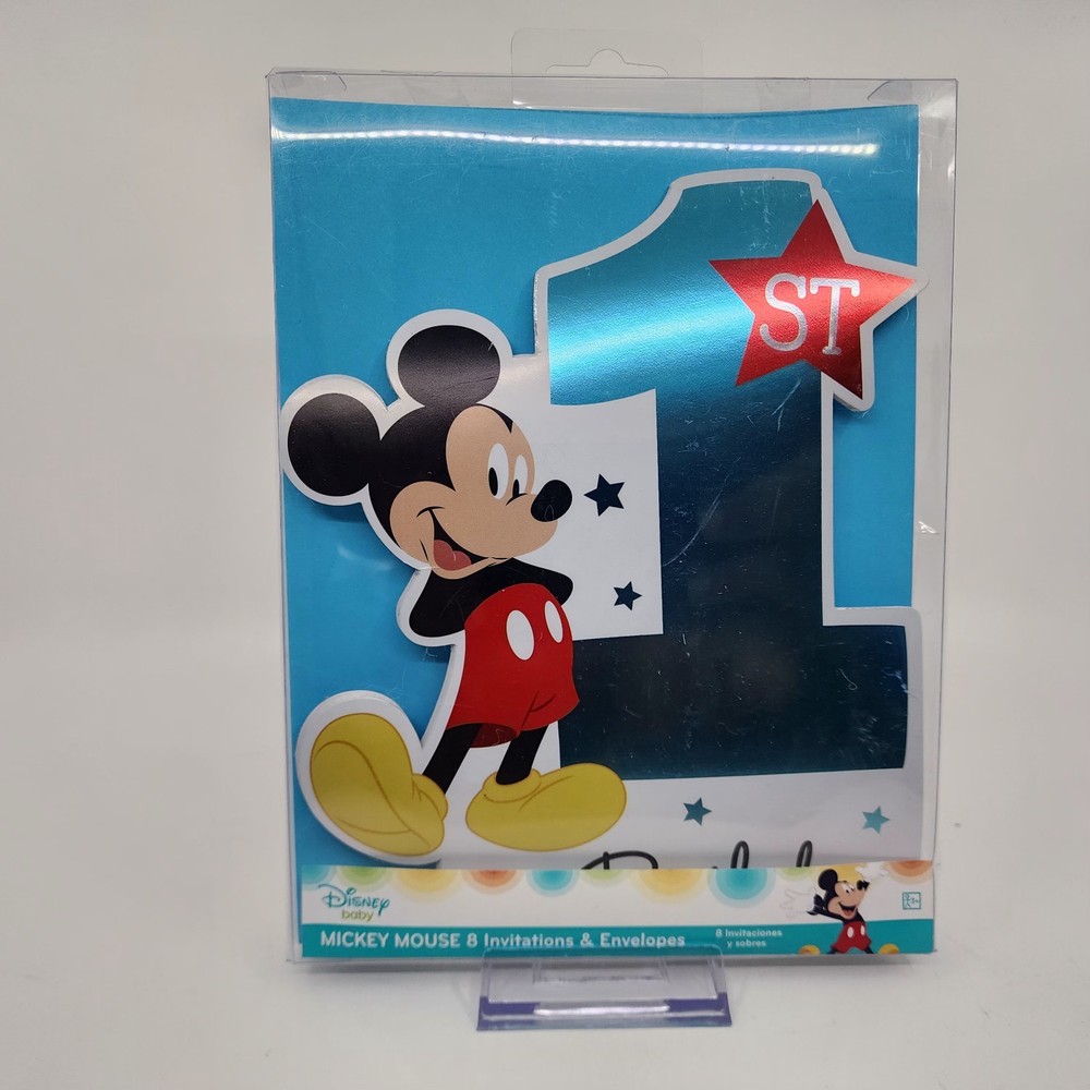 Disney Baby Mickey Mouse 1st Birthday Party Invitations & Envelopes 8-Count