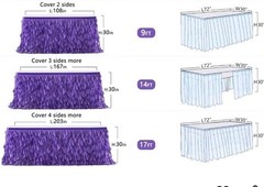 Mermaid Purple Tulle Curly Willow Table Skirt for Rectangle Table 9ft, Ruffle…