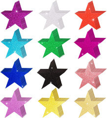 120 Pcs Glitter Star Cutouts Paper Star Confetti Cutout Assorted Color Glitter S