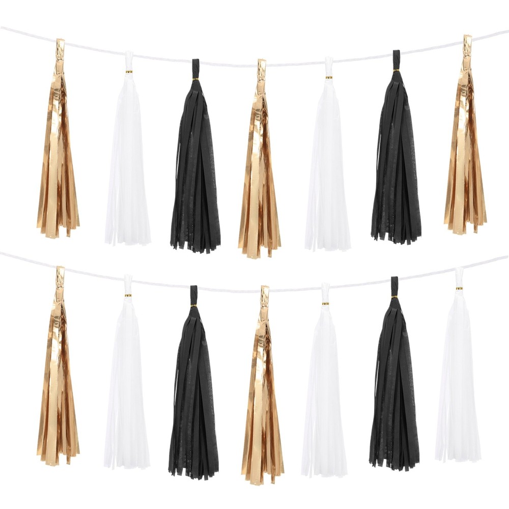 15Pcs Tassel Garland White Black Champagne Gold Tassels