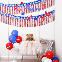 Mega-L 4Th of July Decorations 2 Pack 40 Feet Foil Fringe Garland Tinsel Streame