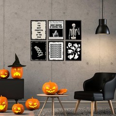 JarThenaAMCS 8Pcs Halloween Wall Art Prints Ghost Skeleton Paper Posters Deco…