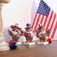 3-Piece Patriotic Eagle Statue Set – Vibrant Americana Decor for 4th of July