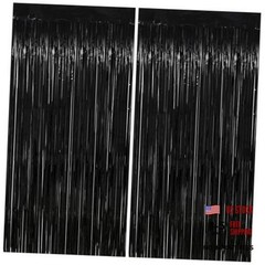 Thicken Tinsel Backdrop Curtains 2 Pack 3.2 x 38.4″W x 98.4″L (Pack of 2) Black