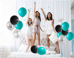 Black Teal Blue and Silver Happy Birthday Party Decorations Turquoise Aqua Ballo