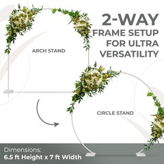 Convertible 6.5 FT Round Backdrop Stand – Heavy Duty Balloon Arch Stand with 2 W