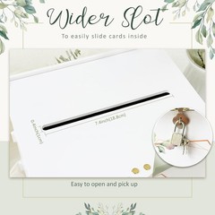 OurWarm White Wedding Card Box with Lock, PVC Gift for Silver,White