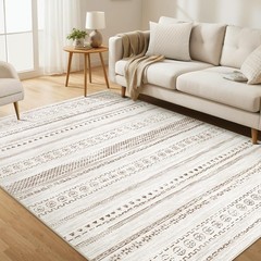 5×7 Washable Area Rug: Non Slip Soft Thin Carpet, Boho Geometric Modern Decor…
