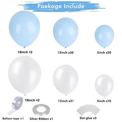 Blue and White Balloons, Light Blue White Balloon Garland Arch Kit, 84 Pack