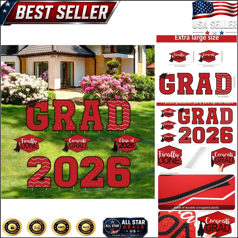 Durable 11-Pc Graduation Yard Signs for Class of 2026 – Easy Installation