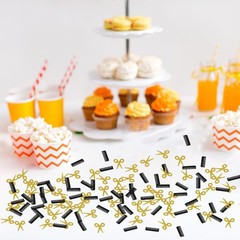 Barber Theme Birthday Table Confetti Gold Black Glitter Paper Scatter 120 PCS
