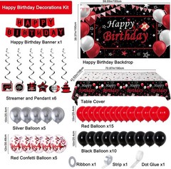 Black and Red Birthday Decorations for Men Women Boys Girls, Black and Red Pa…