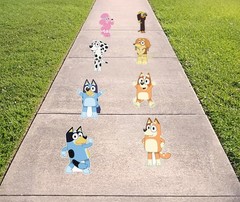 8 Bluey Bingo Removable Floor Decals Sidewalk Birthday Party Decorations
