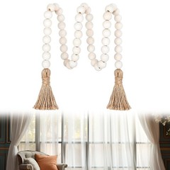 Rustic Wooden Bead String with Tassels for For indoor and Outdoor Curtain Ties
