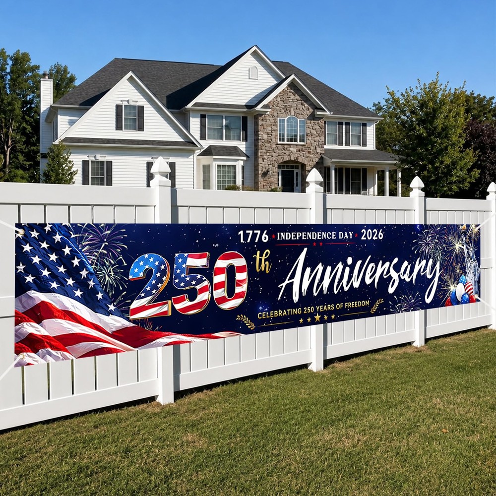 250th Anniversary USA Banner Flag 17762026, Semiquincentennial Patriotic Bann…