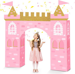 13 Pcs Princess Party Decorations Pink Princess Cardboard Castle Playhouse Large