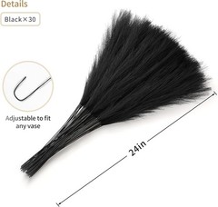 30pcs Black Pampas Grass – 24 Inch Faux Decor, 30 Pieces,