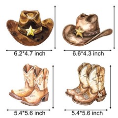 16 PCS Western Cowboy Boots Hat Theme Centerpiece Sticks Party Decorations