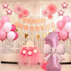40 Inch Pink Number Balloons 21 Inch Pink Bow Balloons Pink 1 Balloon Number1