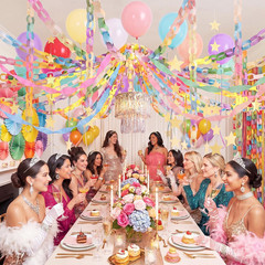 Blueweenly 8Pcs Princess Party Decor Set Macaron Garland & Star Fringe