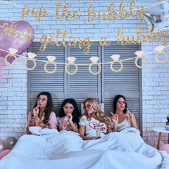 Pre-Strung Pop the Bubbly She’s Getting a Hubby Banner,Funny Bachelorette Party