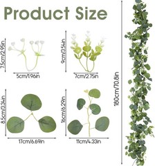 8 Pcs 5.9Ft Eucalyptus Garland, Artificial Eucalyptus Leaves with Flowers Faux